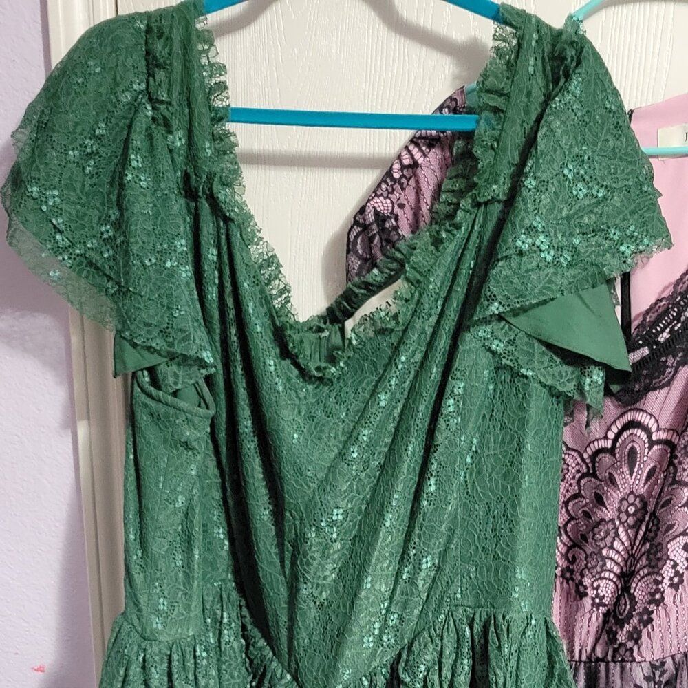 JessaKae Green Lace Midi Dress